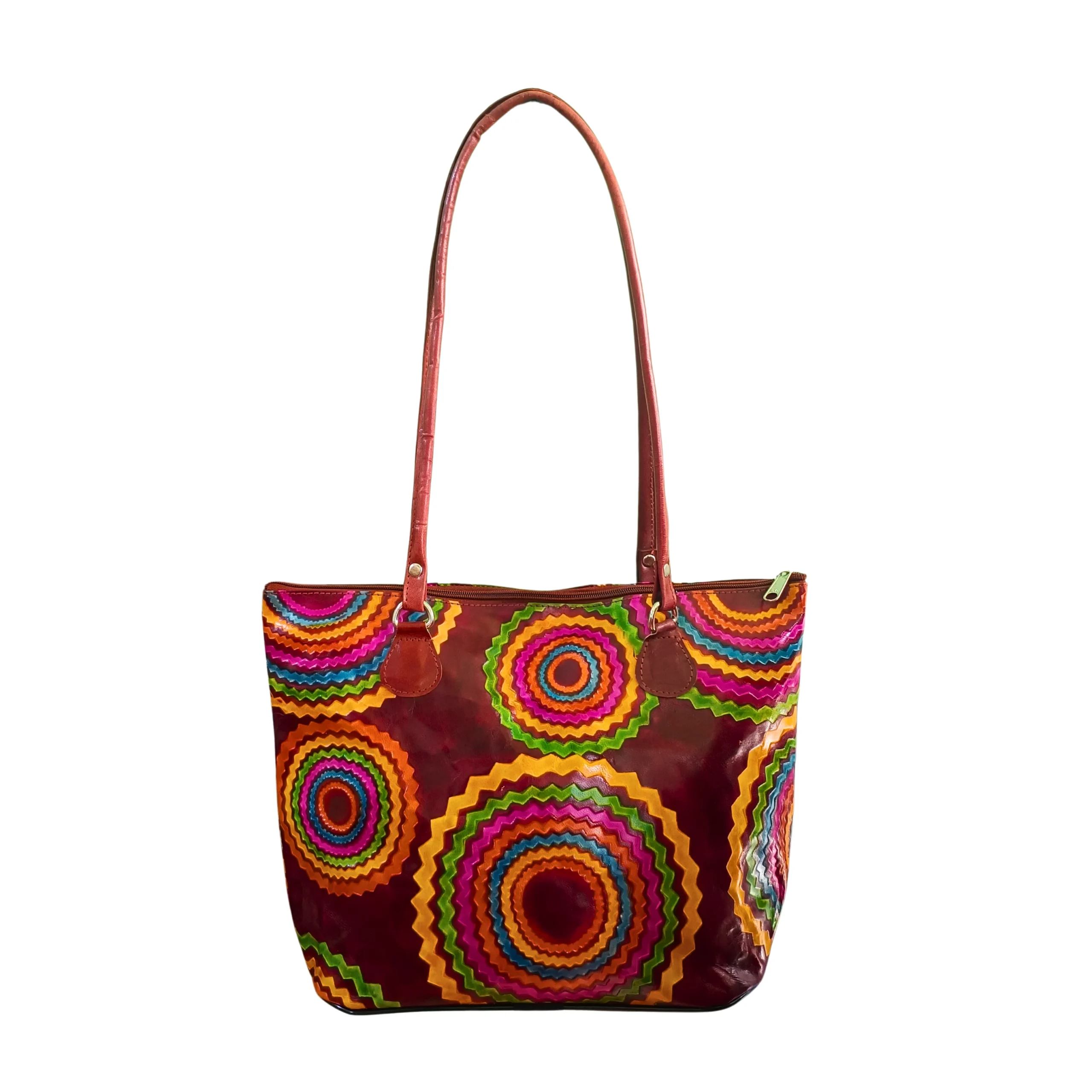 Brown Genuine Leather Tote Bag for Women – Front View Genuine Leather Compartment Tote Bag for Women